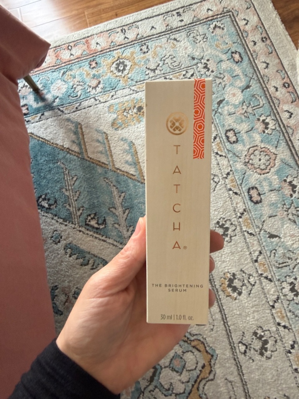 Tatcha Brightening Serum — Ivory Box with Coral Accent
